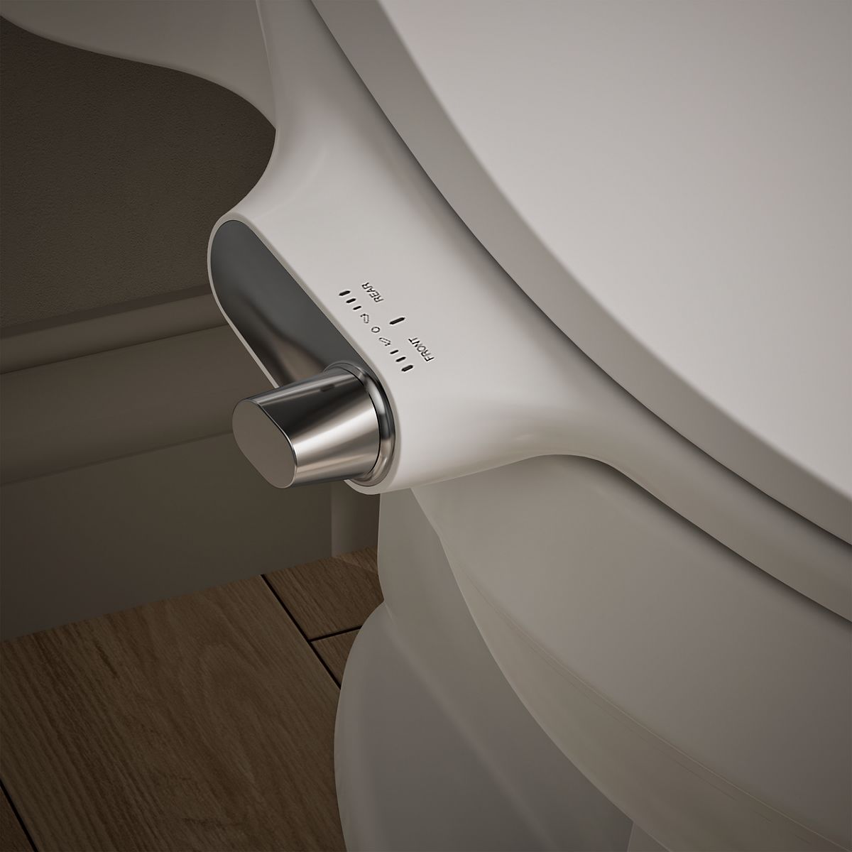KOHLER K-38840 PureWash M325 Elongated Manual Bidet Toilet Seat, White - close-up view of product detail function