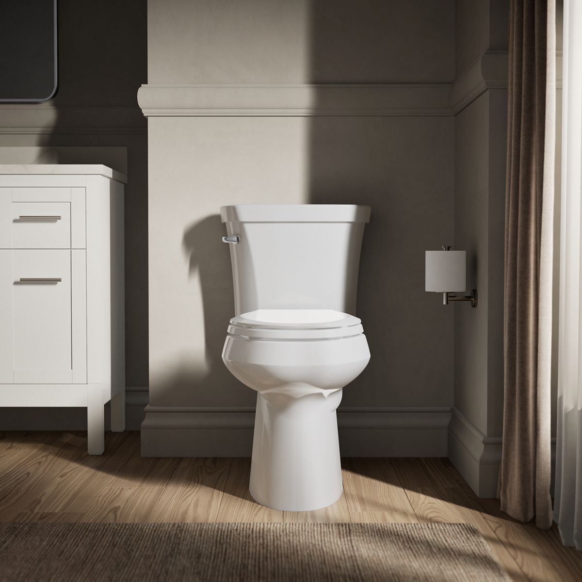 KOHLER K-3889-T Highline ComForteeight Two-piece elongated 1.28 gpf chair height toilet with tank cover locks and 10" rough-in