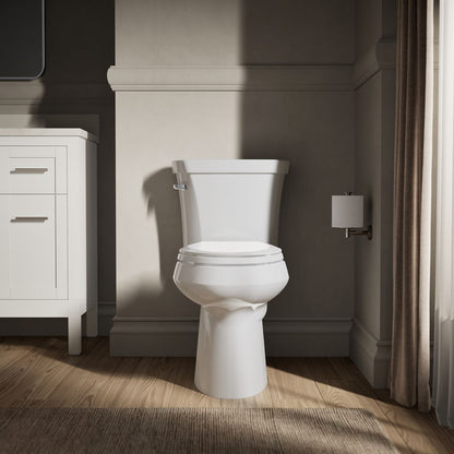 KOHLER K-3889-T Highline ComForteeight Two-piece elongated 1.28 gpf chair height toilet with tank cover locks and 10" rough-in