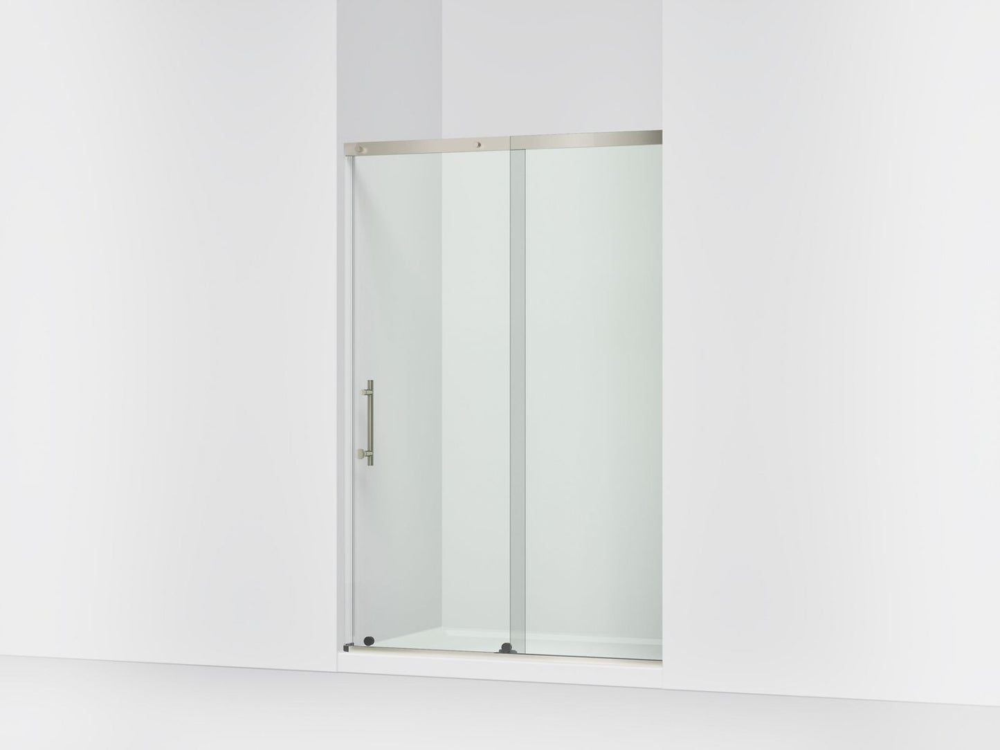 KOHLER K-39256-6L Elate 44-5/8"-47-5/8" W x 70-1/2" H Sliding Shower Door with 1/4"-thick Crystal Clear Glass, Anodized Brush