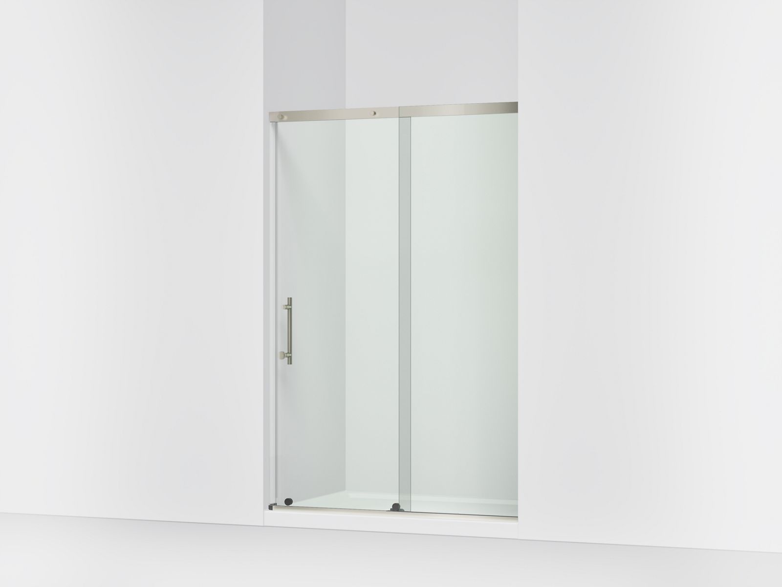 KOHLER K-39256-6L Elate 44-5/8"-47-5/8" W x 70-1/2" H Sliding Shower Door with 1/4"-thick Crystal Clear Glass, Anodized Brush