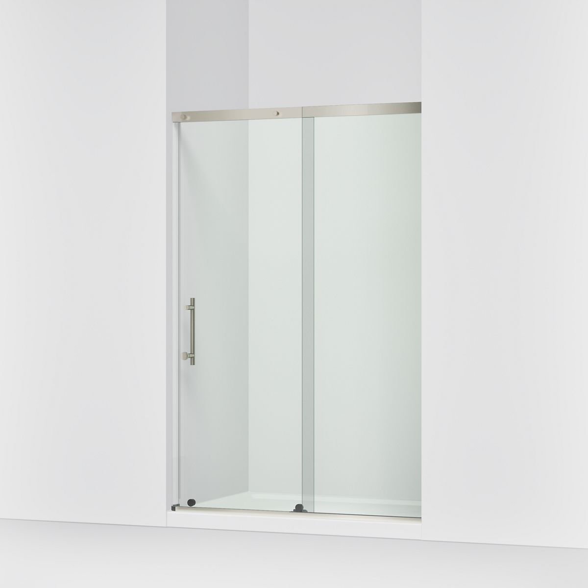 KOHLER K-39256-6L Elate 44-5/8"-47-5/8" W x 70-1/2" H Sliding Shower Door with 1/4"-thick Crystal Clear Glass, Anodized Brush