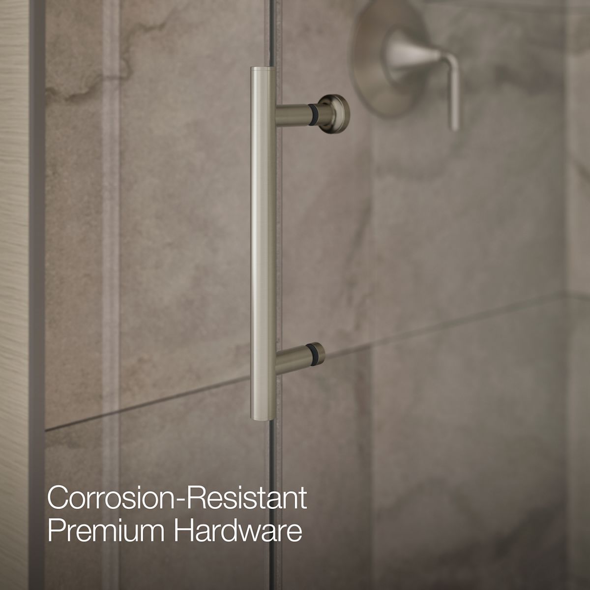 KOHLER K-39256-6L Elate 44-5/8"-47-5/8" W x 70-1/2" H Sliding Shower Door with 1/4"-thick Crystal Clear Glass, Anodized Brush