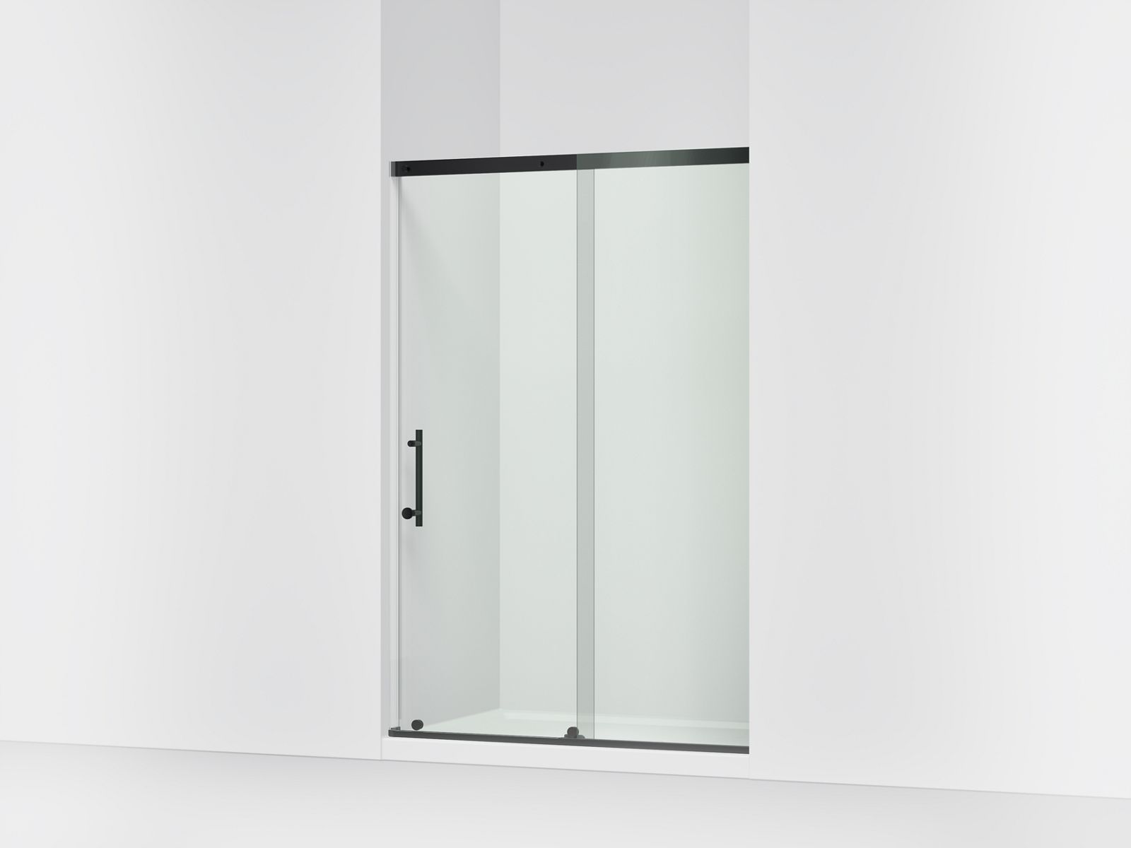KOHLER K-39256-6L Elate 44-5/8"-47-5/8" W x 70-1/2" H Sliding Shower Door with 1/4"-thick Crystal Clear Glass, Matte Black - 