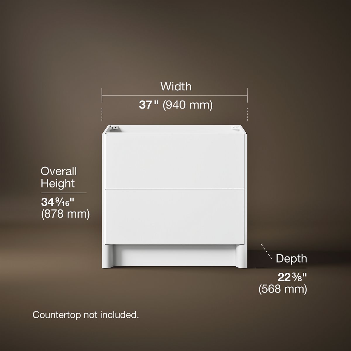 3/4 view of product with dimensions