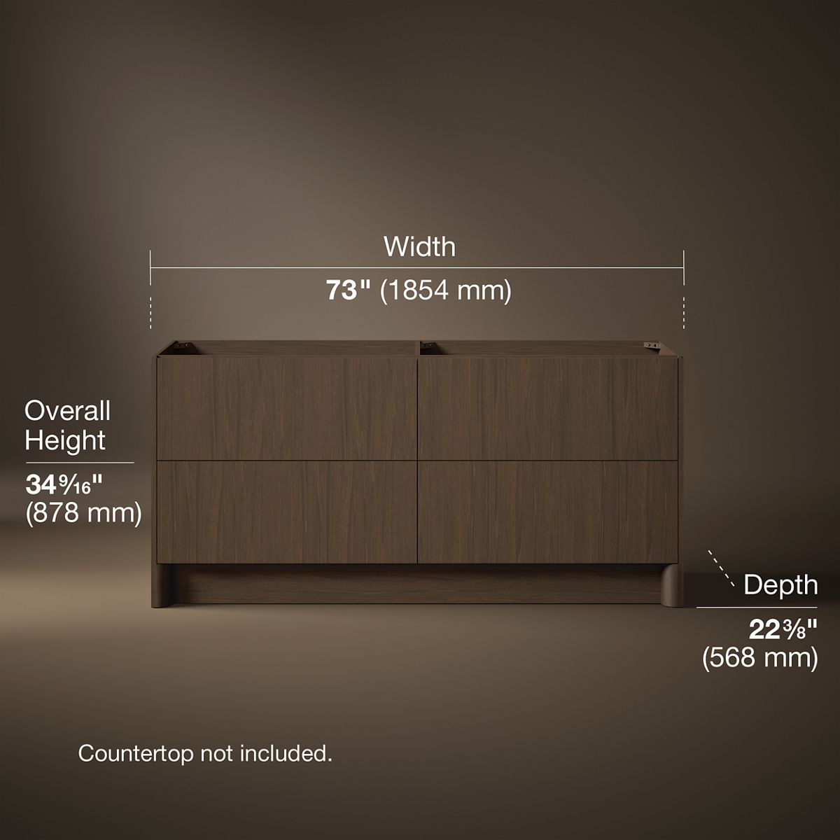 3/4 view of product with dimensions