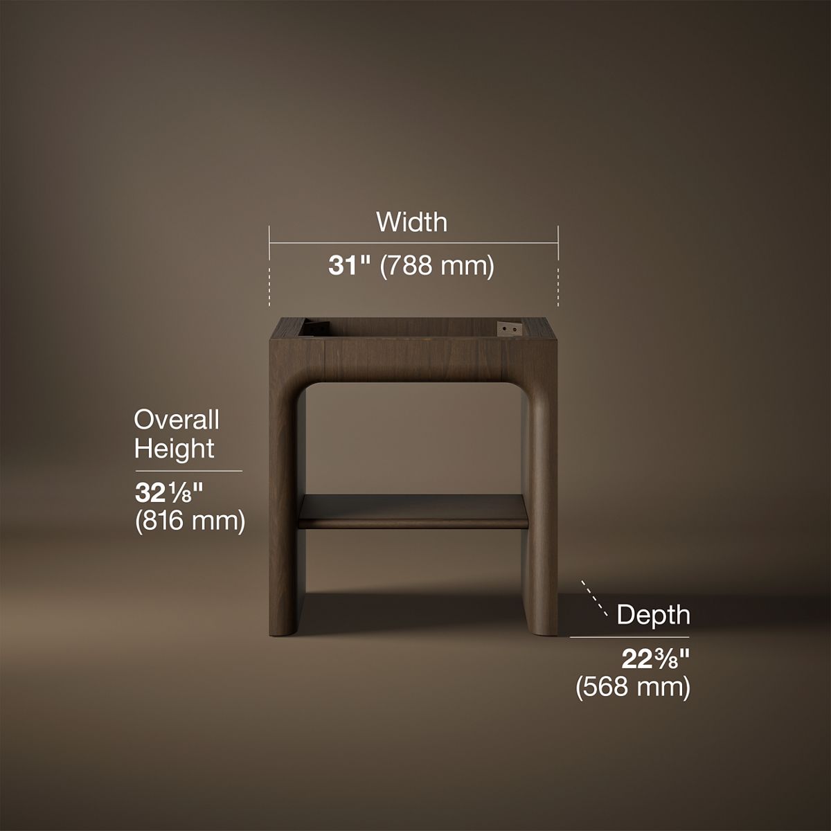 3/4 view of product with dimensions