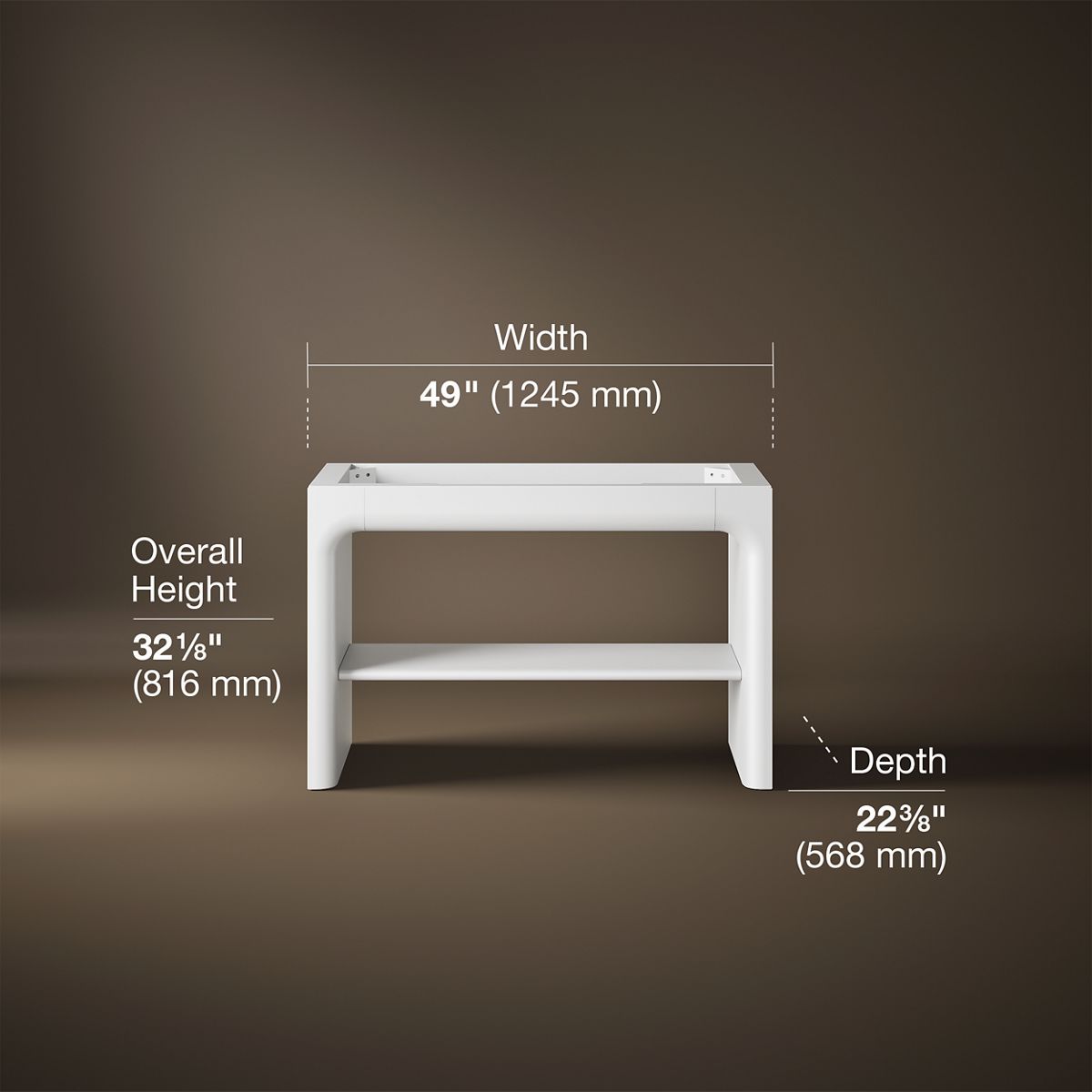 3/4 view of product with dimensions