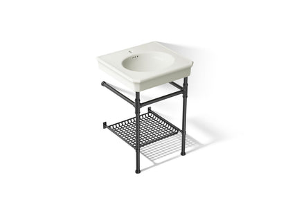 KOHLER K-39303-1 Claude 24" Rectangular Console Table Bathroom Sink, Dune with Matte Black - 3/4 view of product