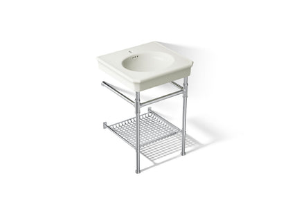 KOHLER K-39303-1 Claude 24" Rectangular Console Table Bathroom Sink, Dune with Polished Chrome - 3/4 view of product