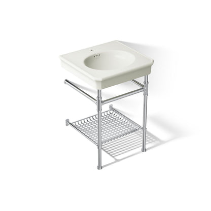 KOHLER K-39303-1 Claude 24" Rectangular Console Table Bathroom Sink, Dune with Polished Chrome - 3/4 view of product
