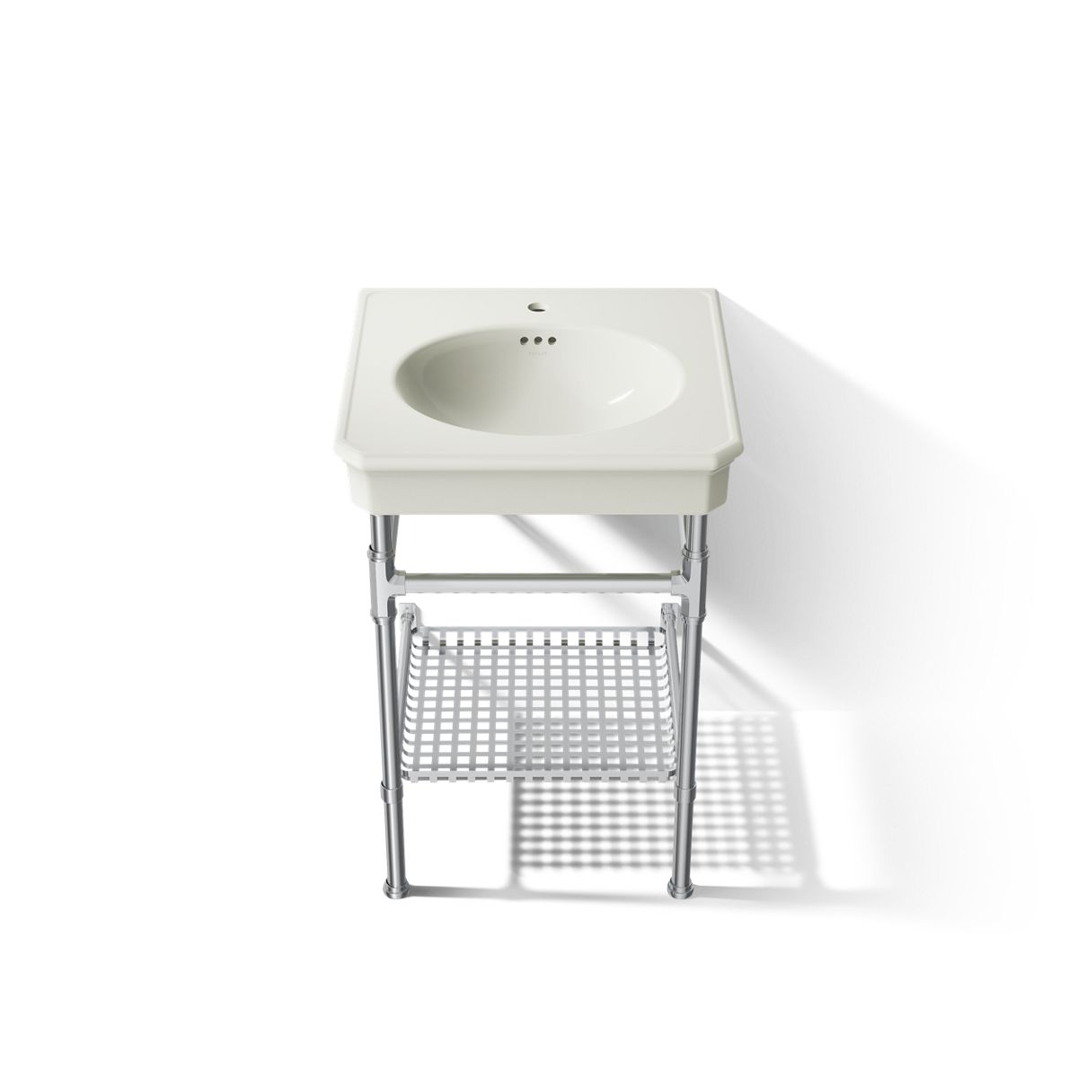 KOHLER K-39303-1 Claude 24" Rectangular Console Table Bathroom Sink, Dune with Polished Chrome - Detail image of a product fe