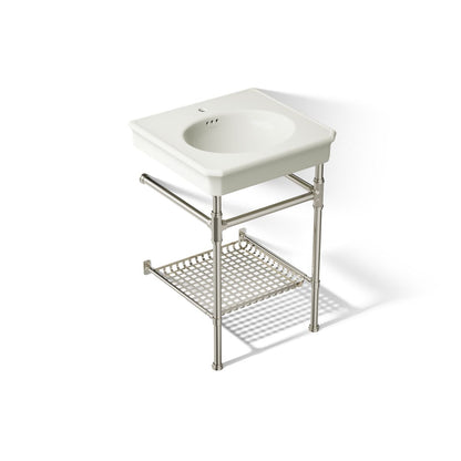 KOHLER K-39303-1 Claude 24" Rectangular Console Table Bathroom Sink, Dune with Vibrant Polished Nickel - 3/4 view of product