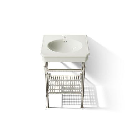 KOHLER K-39303-1 Claude 24" Rectangular Console Table Bathroom Sink, Dune with Vibrant Polished Nickel - Detail image of a pr