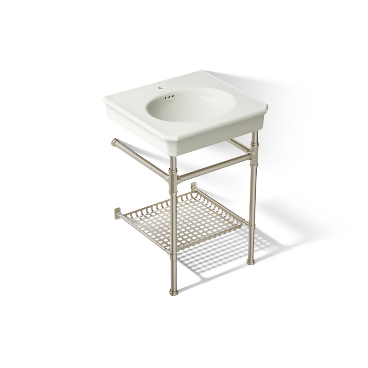 KOHLER K-39303-1 Claude 24" Rectangular Console Table Bathroom Sink, Vibrant Brushed Nickel - 3/4 view of product