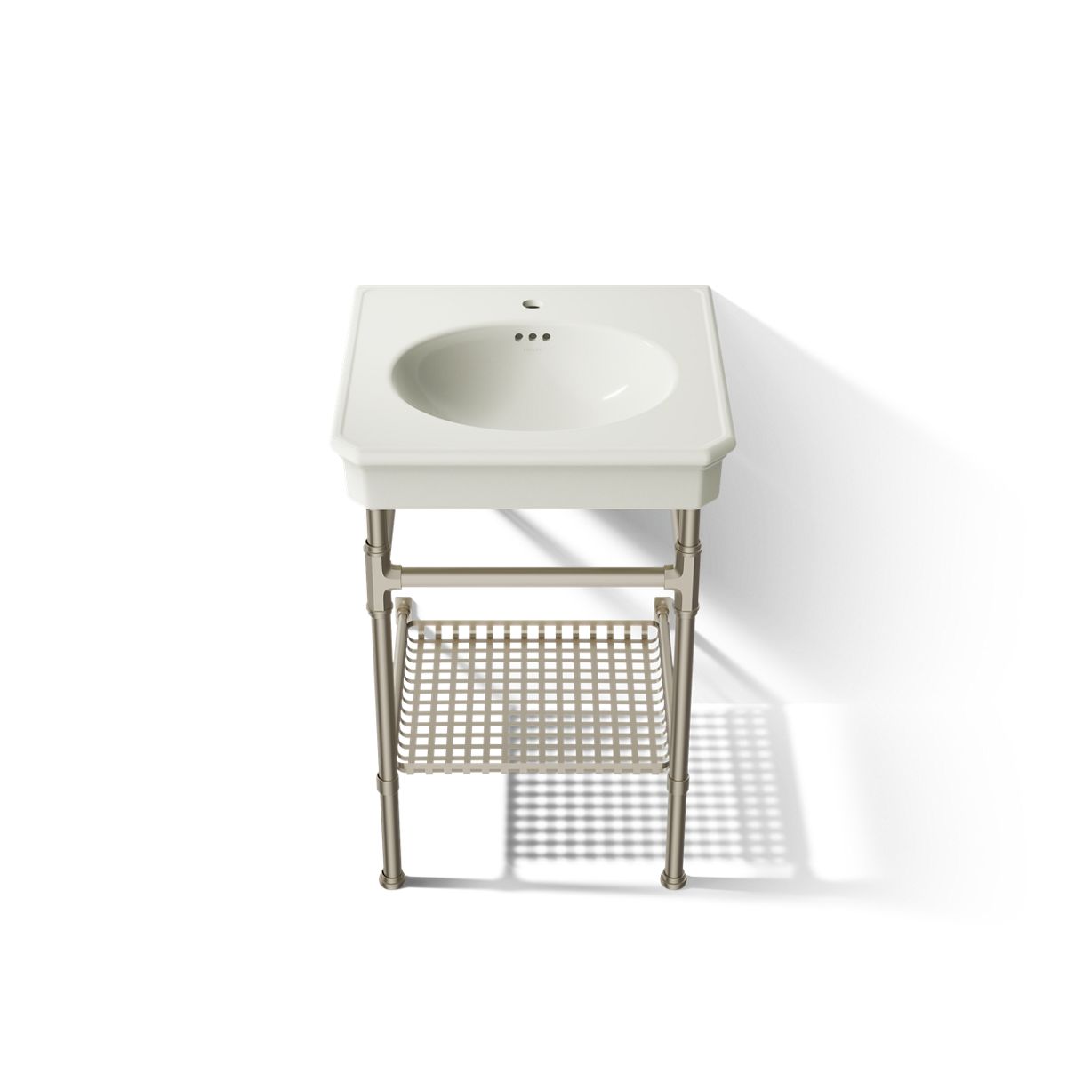 KOHLER K-39303-1 Claude 24" Rectangular Console Table Bathroom Sink, Vibrant Brushed Nickel - Detail image of a product featu