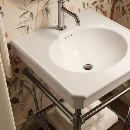 KOHLER K-39303-1 Claude 24" Rectangular Console Table Bathroom Sink, Vibrant Brushed Nickel - Shows close up detail of produc