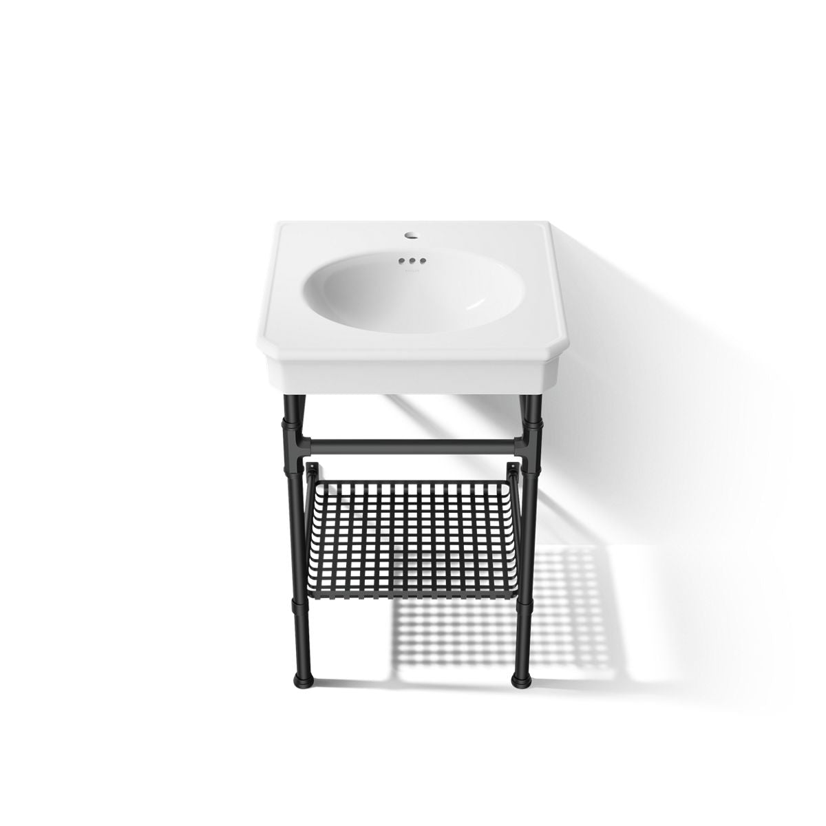 KOHLER K-39303-1 Claude 24" Rectangular Console Table Bathroom Sink, White with Black - Detail image of a product feature