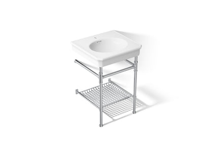 KOHLER K-39303-1 Claude 24" Rectangular Console Table Bathroom Sink, White with Polished Chrome - 3/4 view of product