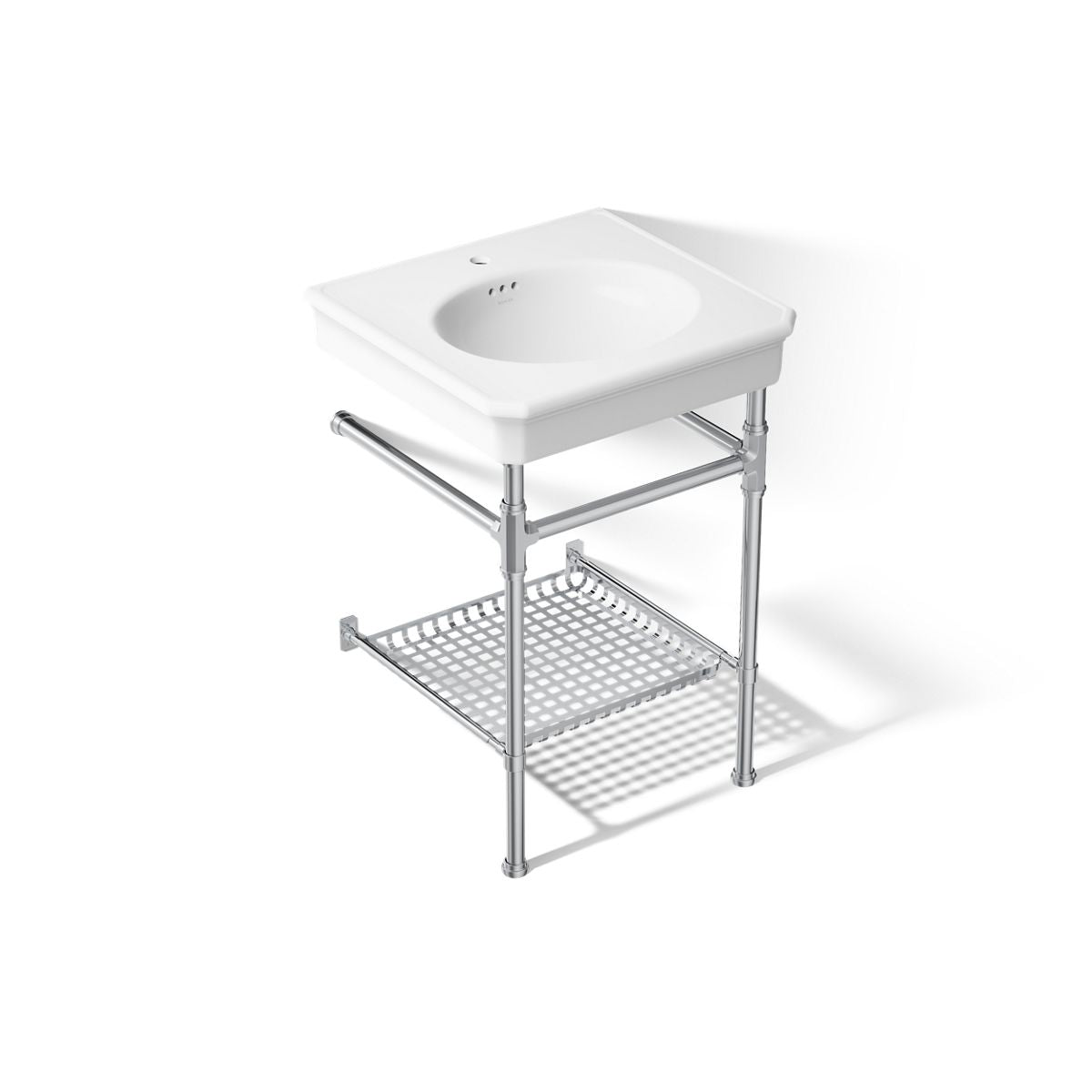 KOHLER K-39303-1 Claude 24" Rectangular Console Table Bathroom Sink, White with Polished Chrome - 3/4 view of product