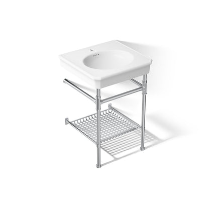 KOHLER K-39303-1 Claude 24" Rectangular Console Table Bathroom Sink, White with Polished Chrome - 3/4 view of product