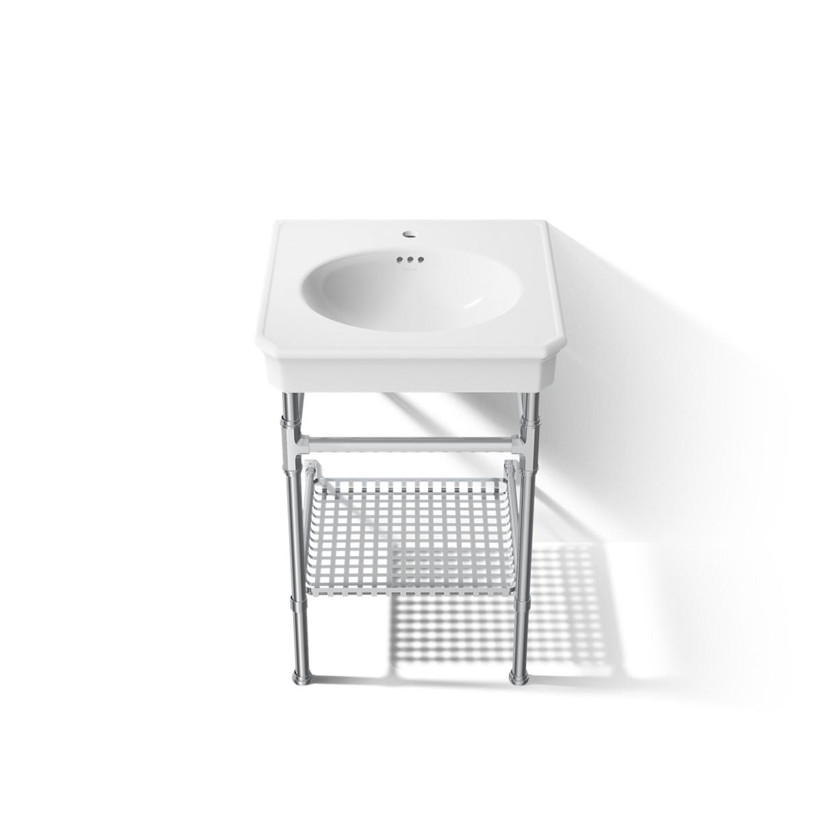 KOHLER K-39303-1 Claude 24" Rectangular Console Table Bathroom Sink, White with Polished Chrome - Detail image of a product f