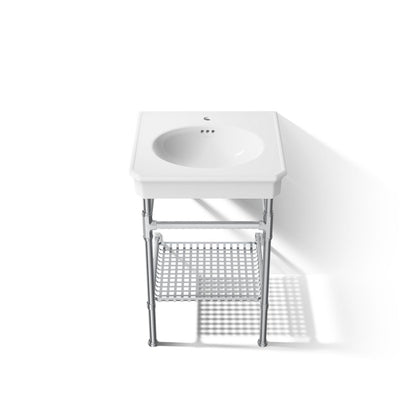KOHLER K-39303-1 Claude 24" Rectangular Console Table Bathroom Sink, White with Polished Chrome - Detail image of a product f
