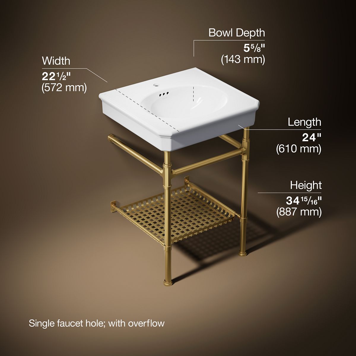 3/4 view of product with dimensions