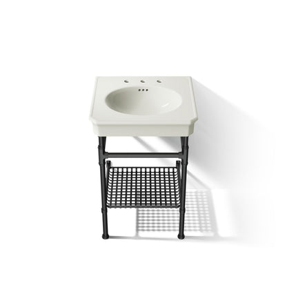 KOHLER K-39303-8 Claude 24" Rectangular Console Table Bathroom Sink, Dune with Matte Black - Detail image of a product featur