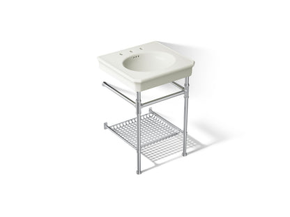 KOHLER K-39303-8 Claude 24" Rectangular Console Table Bathroom Sink, Dune with Polished Chrome - 3/4 view of product