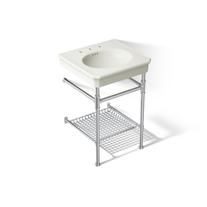 KOHLER K-39303-8 Claude 24" Rectangular Console Table Bathroom Sink, Dune with Polished Chrome - 3/4 view of product