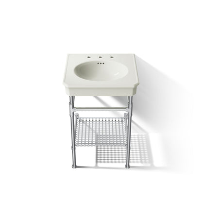 KOHLER K-39303-8 Claude 24" Rectangular Console Table Bathroom Sink, Dune with Polished Chrome - Detail image of a product fe