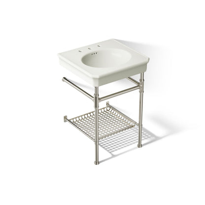 KOHLER K-39303-8 Claude 24" Rectangular Console Table Bathroom Sink, Dune with Vibrant Polished Nickel - 3/4 view of product