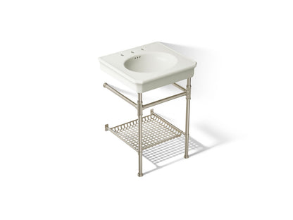 KOHLER K-39303-8 Claude 24" Rectangular Console Table Bathroom Sink, Vibrant Brushed Nickel - 3/4 view of product