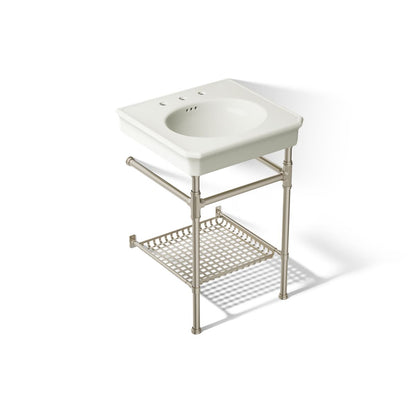 KOHLER K-39303-8 Claude 24" Rectangular Console Table Bathroom Sink, Vibrant Brushed Nickel - 3/4 view of product