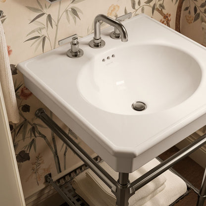 KOHLER K-39303-8 Claude 24" Rectangular Console Table Bathroom Sink, Vibrant Brushed Nickel - Shows close up detail of produc