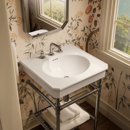 KOHLER K-39303-8 Claude 24" Rectangular Console Table Bathroom Sink, Vibrant Brushed Nickel - image focused on single product
