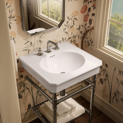 KOHLER K-39303-8 Claude 24" Rectangular Console Table Bathroom Sink, White with Brushed Nickel - image focused on single prod