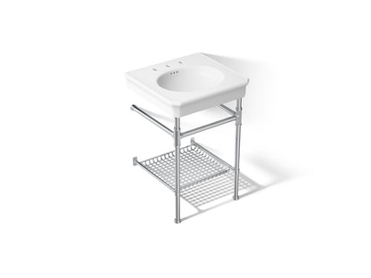 KOHLER K-39303-8 Claude 24" Rectangular Console Table Bathroom Sink, White with Polished Chrome - 3/4 view of product