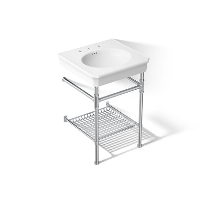 KOHLER K-39303-8 Claude 24" Rectangular Console Table Bathroom Sink, White with Polished Chrome - 3/4 view of product