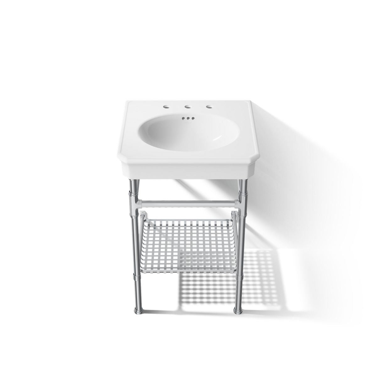 KOHLER K-39303-8 Claude 24" Rectangular Console Table Bathroom Sink, White with Polished Chrome - Detail image of a product f