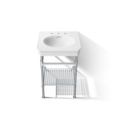 KOHLER K-39303-8 Claude 24" Rectangular Console Table Bathroom Sink, White with Polished Chrome - Detail image of a product f