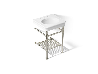 KOHLER K-39303-8 Claude 24" Rectangular Console Table Bathroom Sink, White with Vibrant Polished Nickel - 3/4 view of product