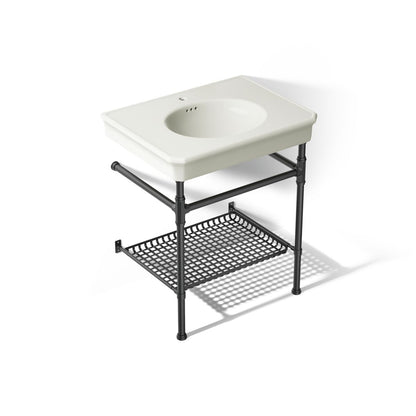 KOHLER K-39304-1 Claude 30" Rectangular Console Table Bathroom Sink, Dune with Matte Black - 3/4 view of product