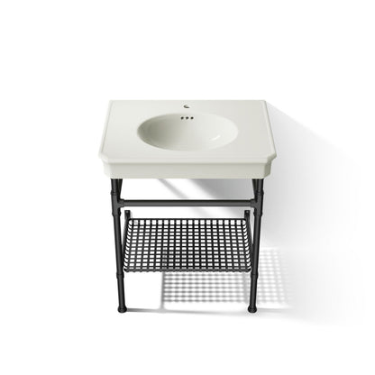 KOHLER K-39304-1 Claude 30" Rectangular Console Table Bathroom Sink, Dune with Matte Black - Detail image of a product featur