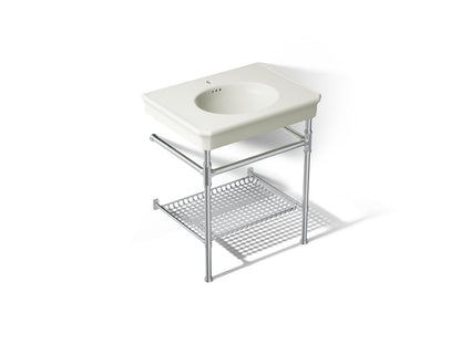 KOHLER K-39304-1 Claude 30" Rectangular Console Table Bathroom Sink, Dune with Polished Chrome - 3/4 view of product