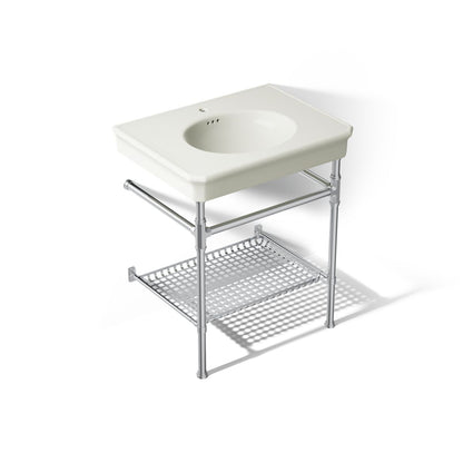 KOHLER K-39304-1 Claude 30" Rectangular Console Table Bathroom Sink, Dune with Polished Chrome - 3/4 view of product