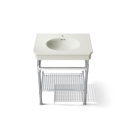 KOHLER K-39304-1 Claude 30" Rectangular Console Table Bathroom Sink, Dune with Polished Chrome - Detail image of a product fe