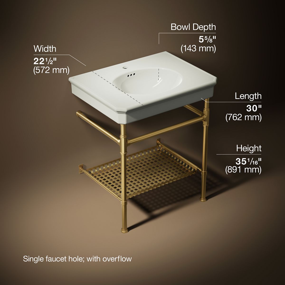 3/4 view of product with dimensions