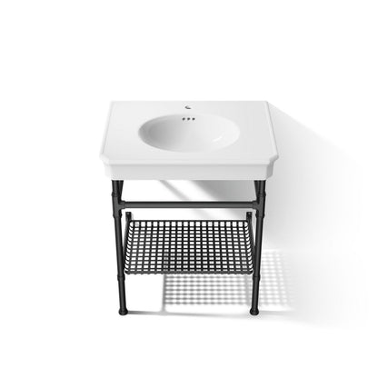 KOHLER K-39304-1 Claude 30" Rectangular Console Table Bathroom Sink, White with Black - Detail image of a product feature